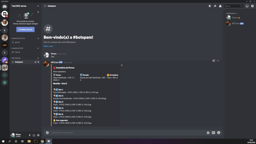 RPG Discord Bot screenshot